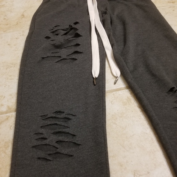 Rag. Pants - RAG Destroyed Cutout Sweatpants Joggers